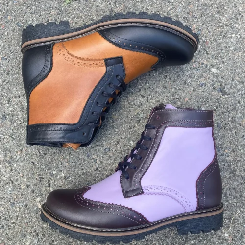 Two-tone Leather Women’s Brogue Boots