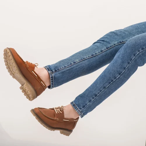 Women’s Brown Leather Boat Moccasin Loafers