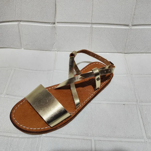 Women’s Gold Crisscross Moroccan Leather Sandals