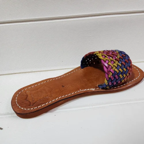 Women’s Colorful Woven Moroccan Leather Summer Slides