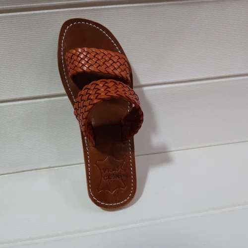 Women’s Woven Double Strap Moroccan Leather Slides